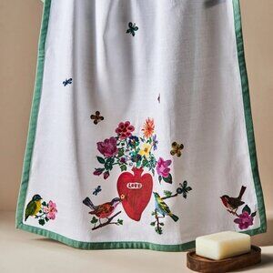 Anthropologie Nathalie Lete Love Heart Cotton Tea Dish Towel - New NWT